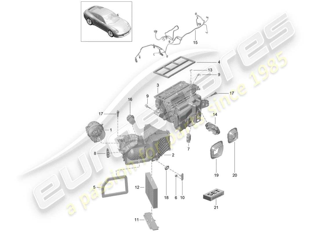 porsche 991 gen. 2 (2020) air conditioner parts diagram