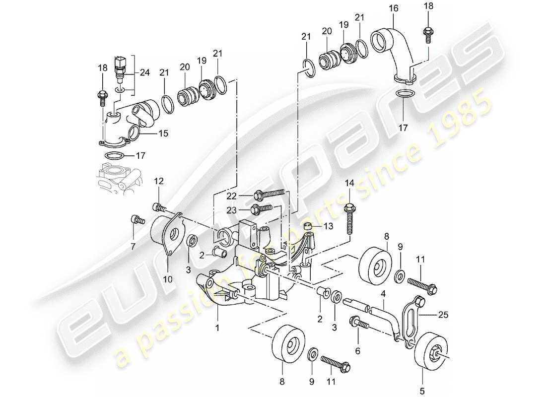 porsche 2004 (996 gt3) belt tensioner - belt drive part diagram