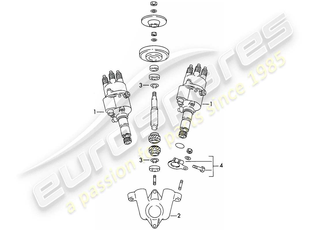 porsche 1955 (356/356a) distributor - driving mechanism parts diagram