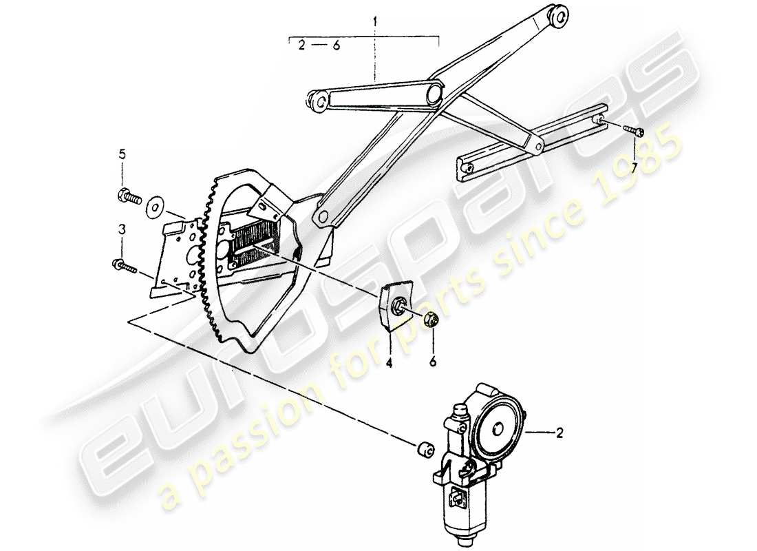 porsche 1990 (964) window regulator - electric part diagram