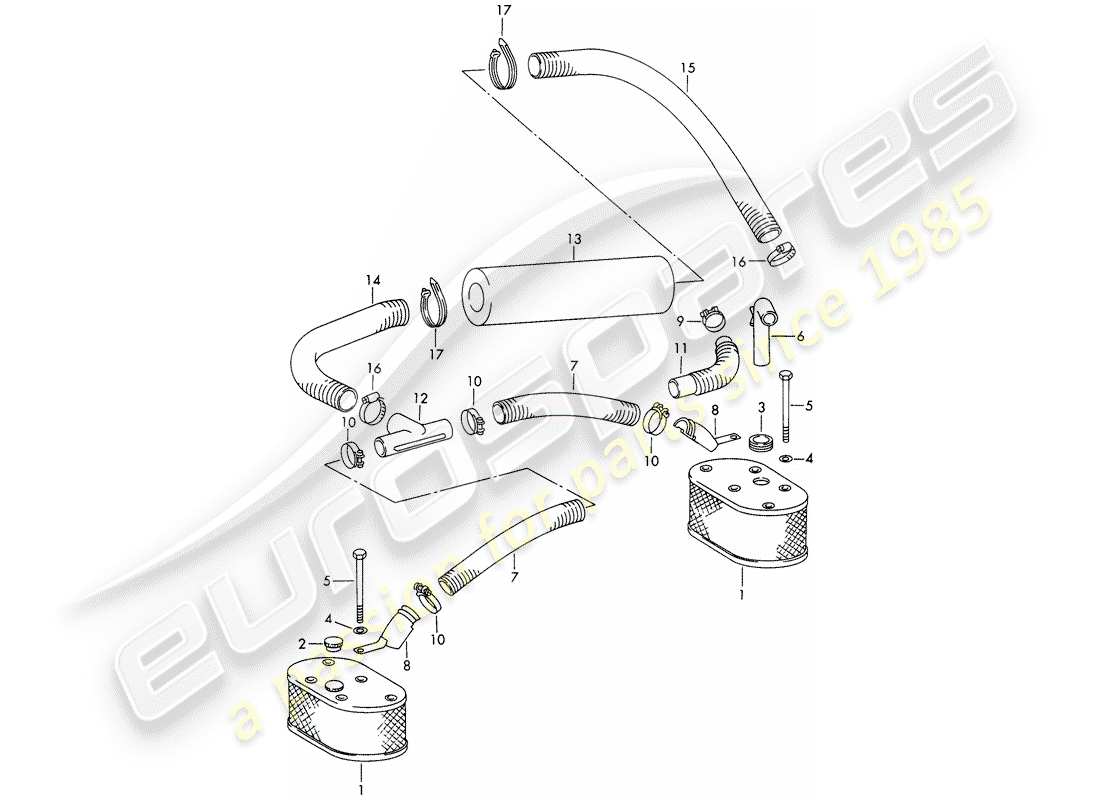 porsche 1965 (911/912) oil wetted air cleaner - for vehicles with - 5-speed - transmission - not for: - (i),(f) - for - (usa) - m 075 0001 >> part diagram