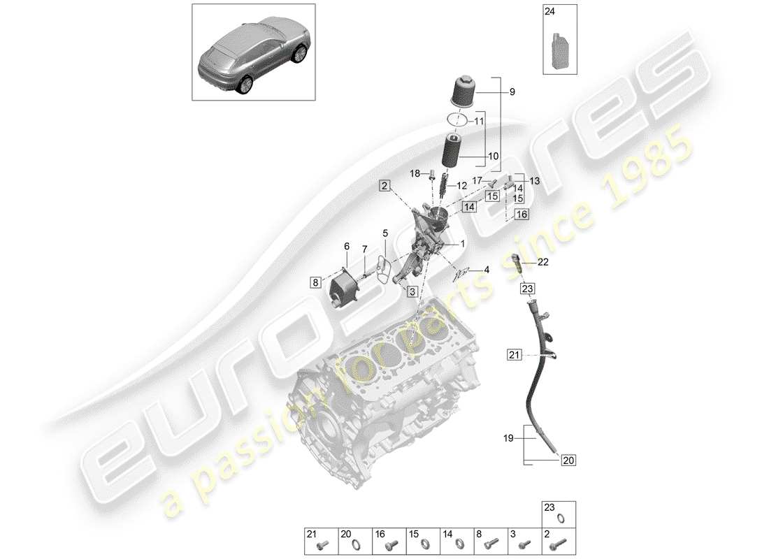 porsche 2019 (macan) oil filter part diagram