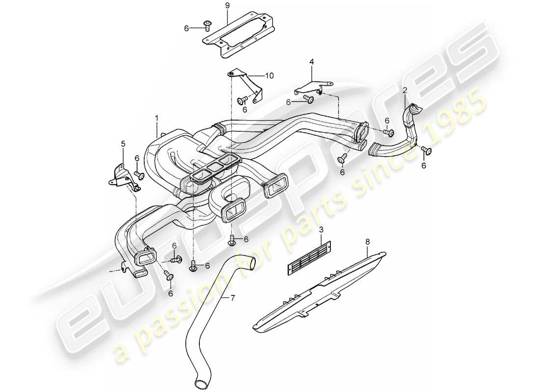 porsche 2004 (carrera gt) heater - air distributor part diagram