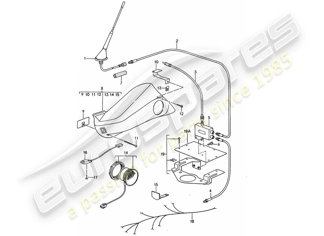 porsche 1995 (928) phone preparation part diagram