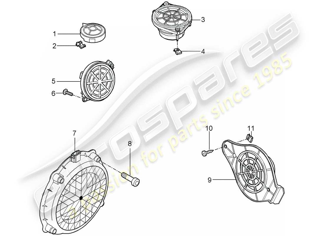 porsche 2010 (997-2 gt3) loudspeaker part diagram