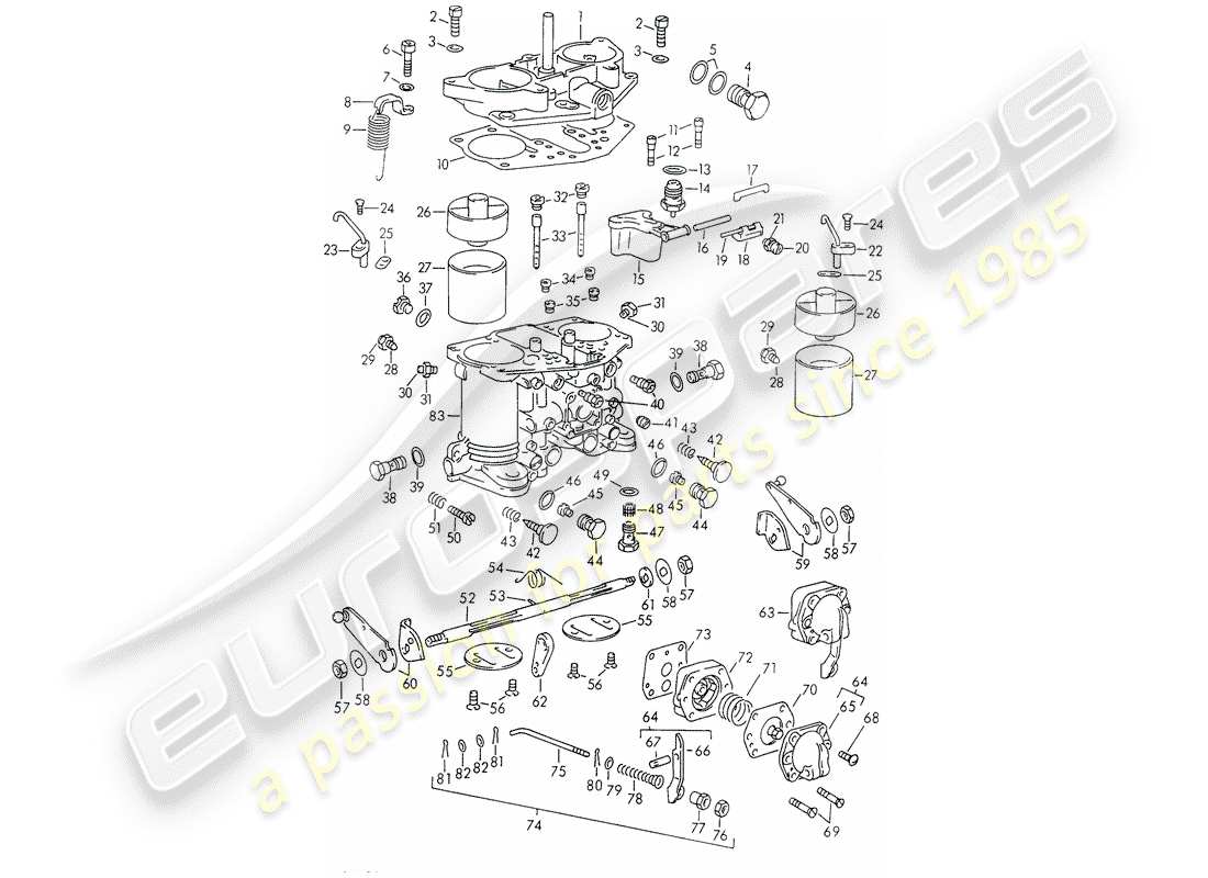 porsche 1968 (911/912) single parts - for - carburetor - solex-40 pii-4 - d >> - mj 1968 part diagram