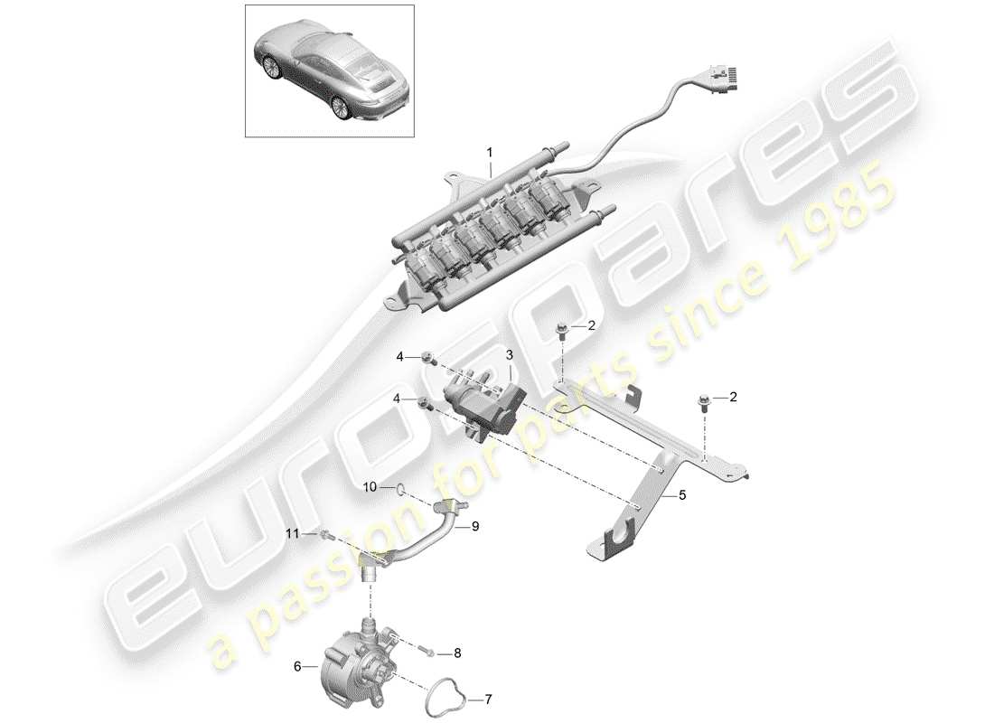porsche 2020 (991-2) vacuum system part diagram