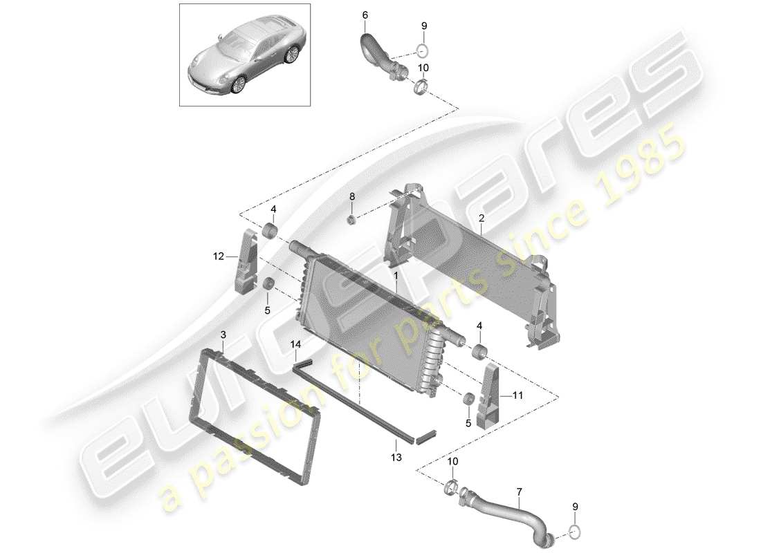 porsche 2020 (991-2) radiator part diagram