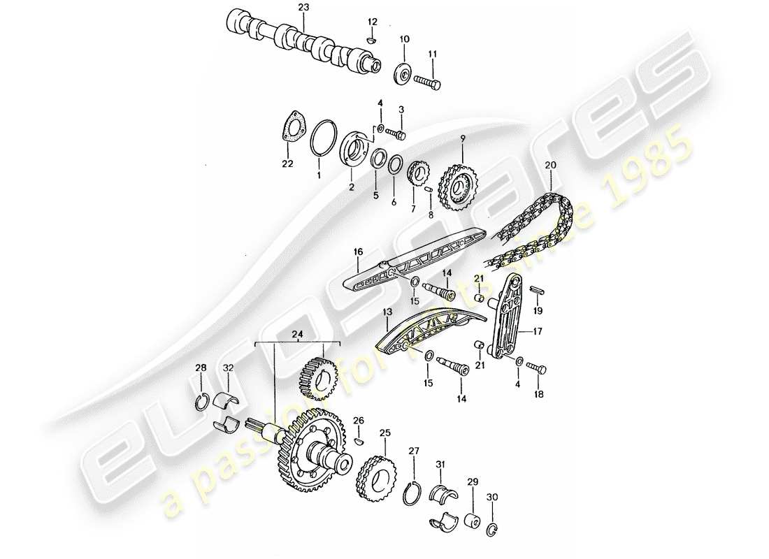 porsche 1990 (964) valve control part diagram