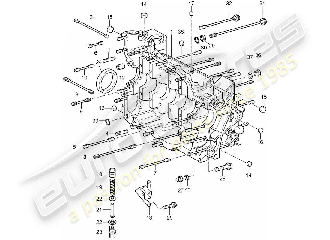 porsche 2010 (997-2 gt3) crankcase part diagram