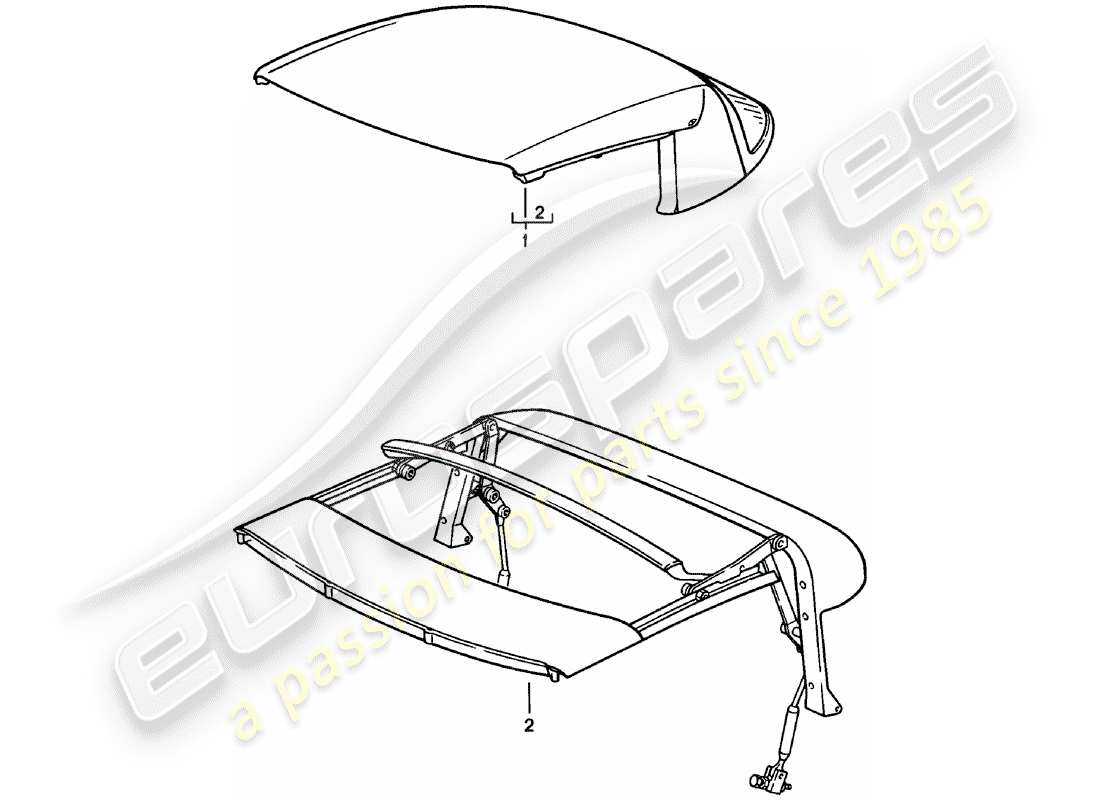porsche 1979 (911) convertible top - top frame - manually parts diagram