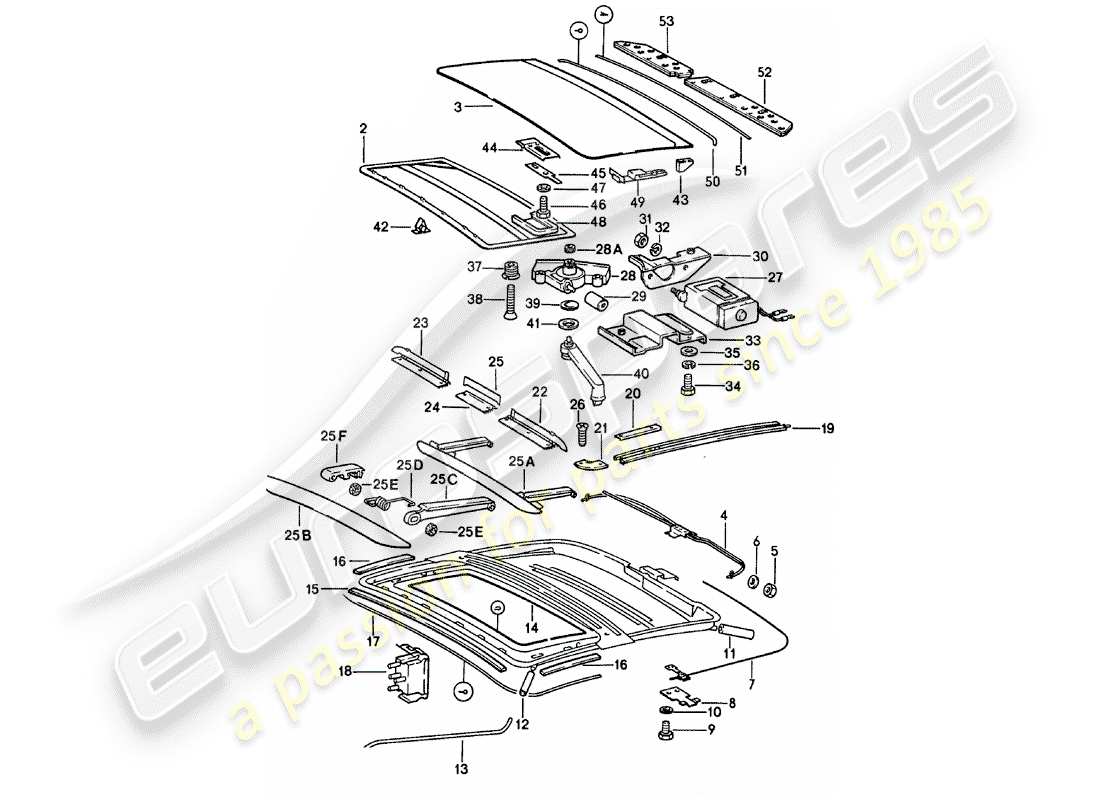 porsche 1979 (911) sunroof parts diagram