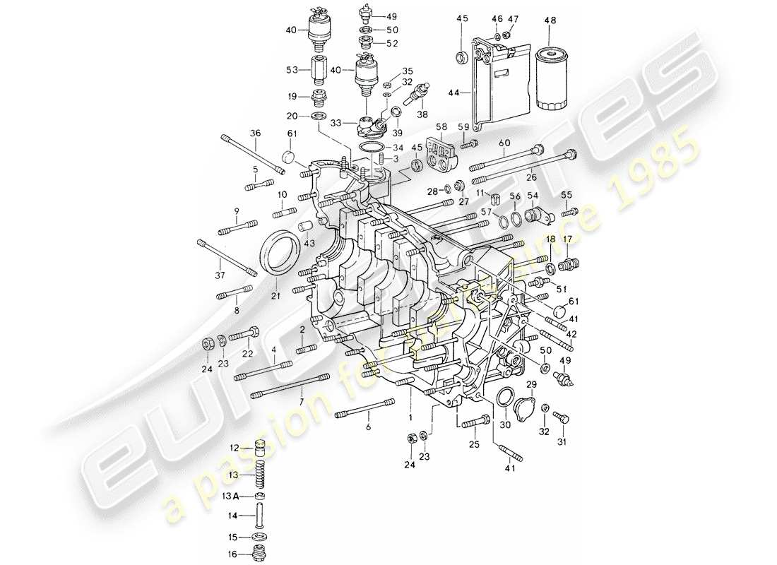 porsche 1990 (964) crankcase part diagram