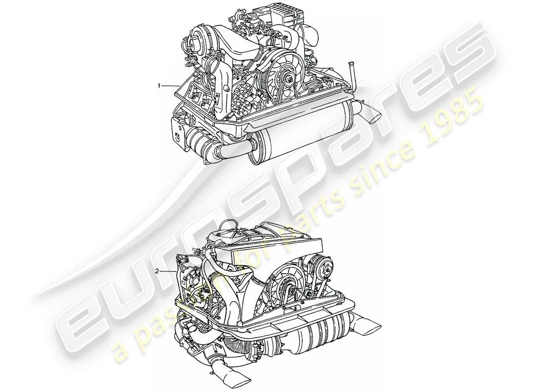porsche 1990 (964) replacement engine - ready for installation part diagram