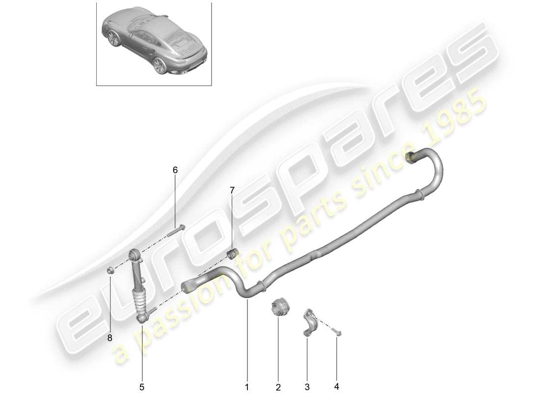 porsche 991 turbo (2016) stabilizer part diagram