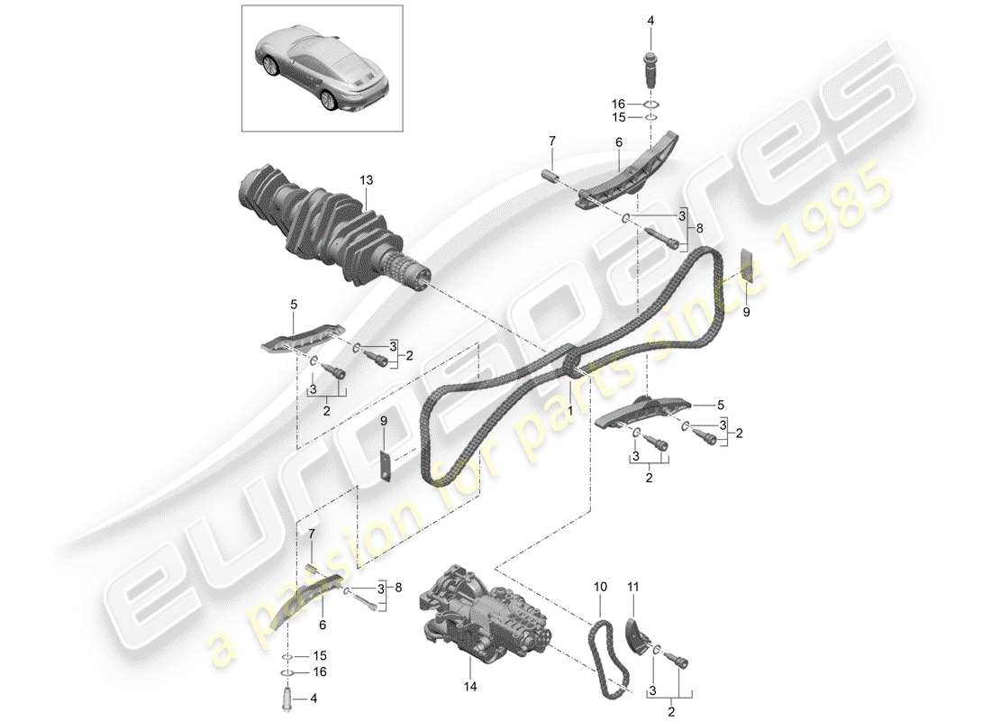 porsche 2016 (991-1 turbo) guide rail part diagram