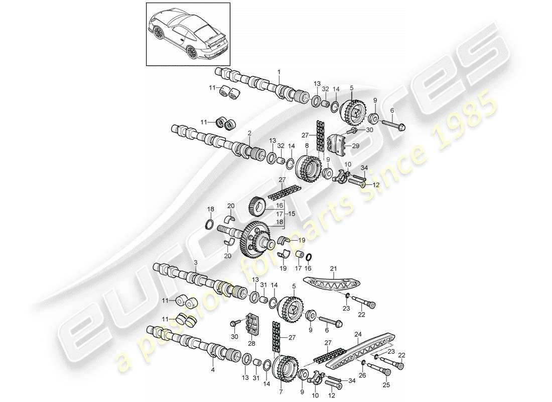 porsche 2010 (997-2 gt3) valve control part diagram