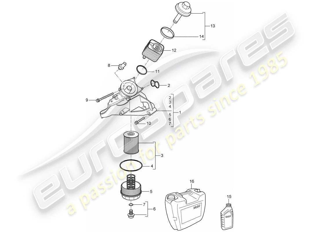 porsche 2004 (cayenne e1 9pa) oil filter part diagram