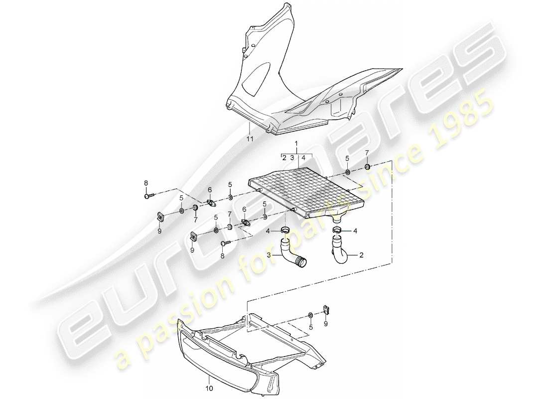 porsche 2005 (carrera gt) radiator part diagram