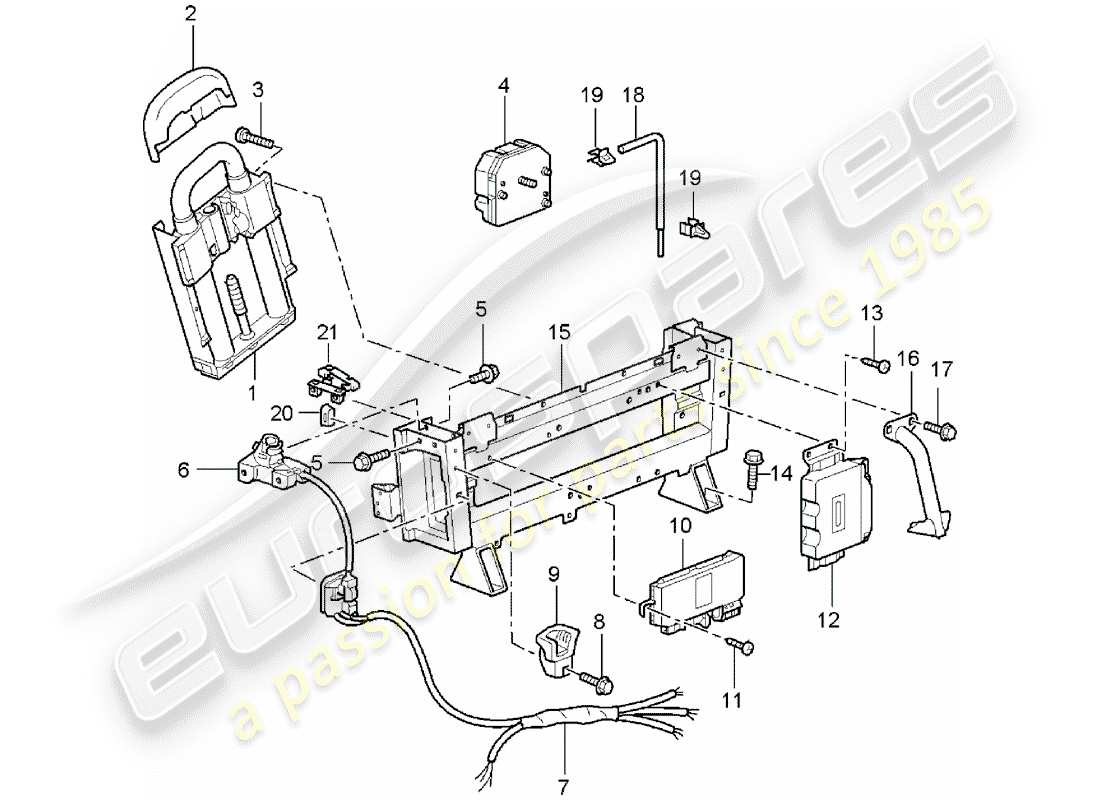 porsche 2005 (996 turbo / gt2) roll bar part diagram