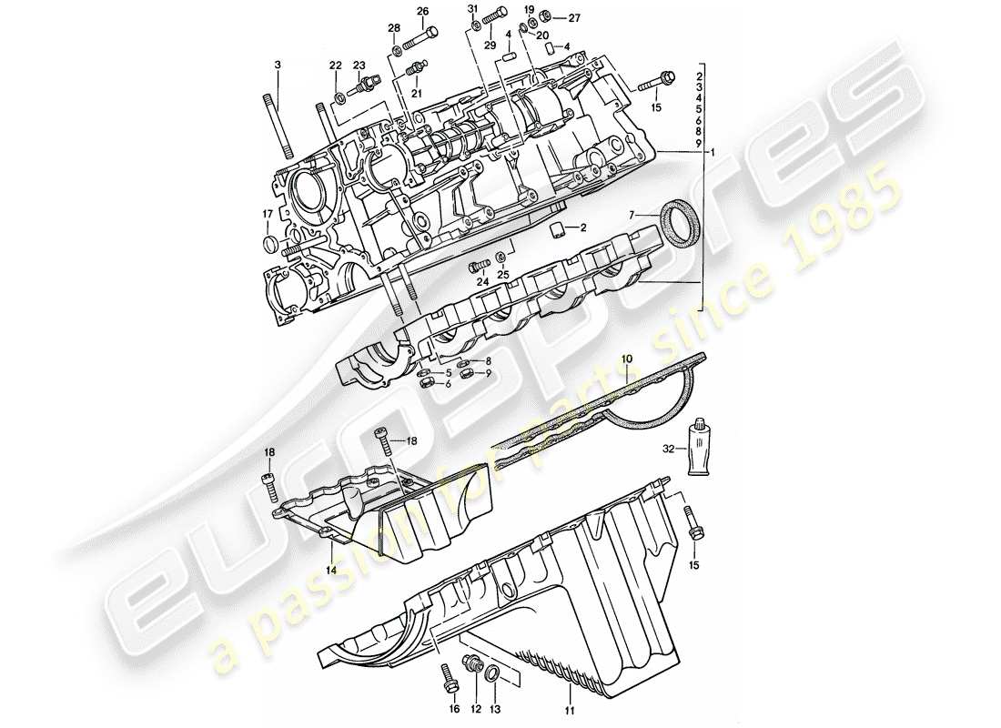 porsche 1984 (944) crankcase parts diagram