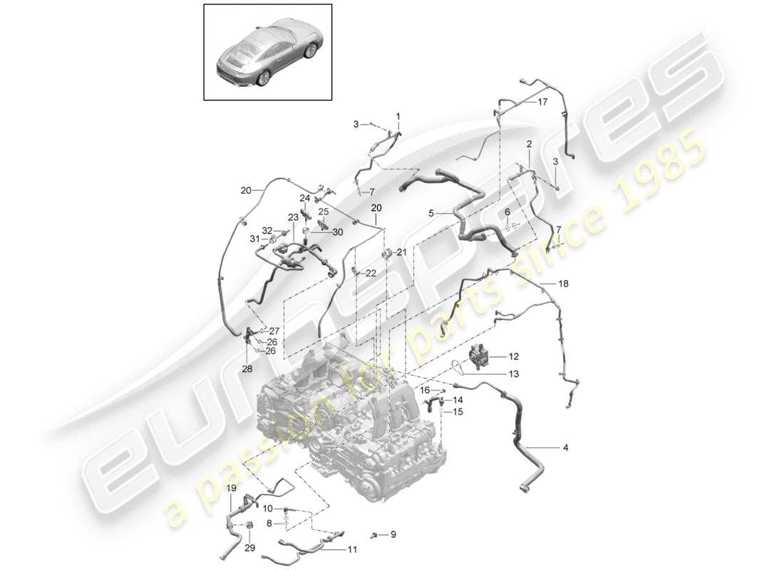 porsche 2017 (991-2) crankcase breather part diagram