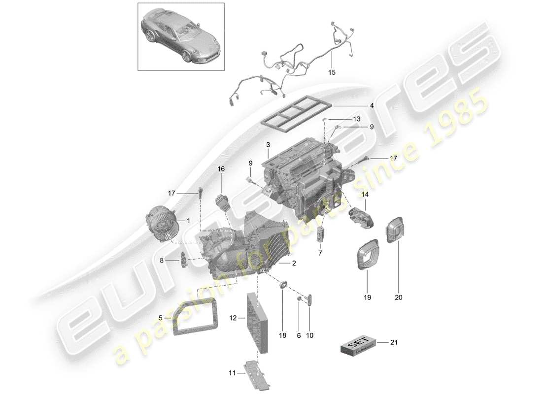 porsche 991 turbo (2017) air conditioner part diagram