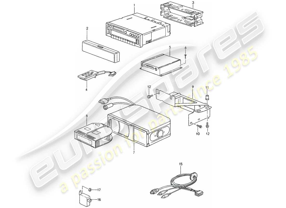 porsche 1997 (993) radio unit - amplifier - f 99-ts371 090>> - d - mj 1996>> part diagram