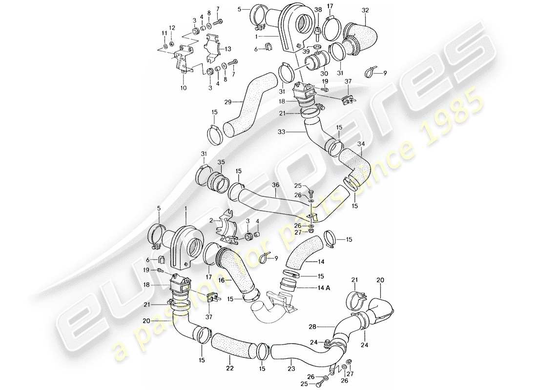 porsche 1990 (964) additional blower part diagram