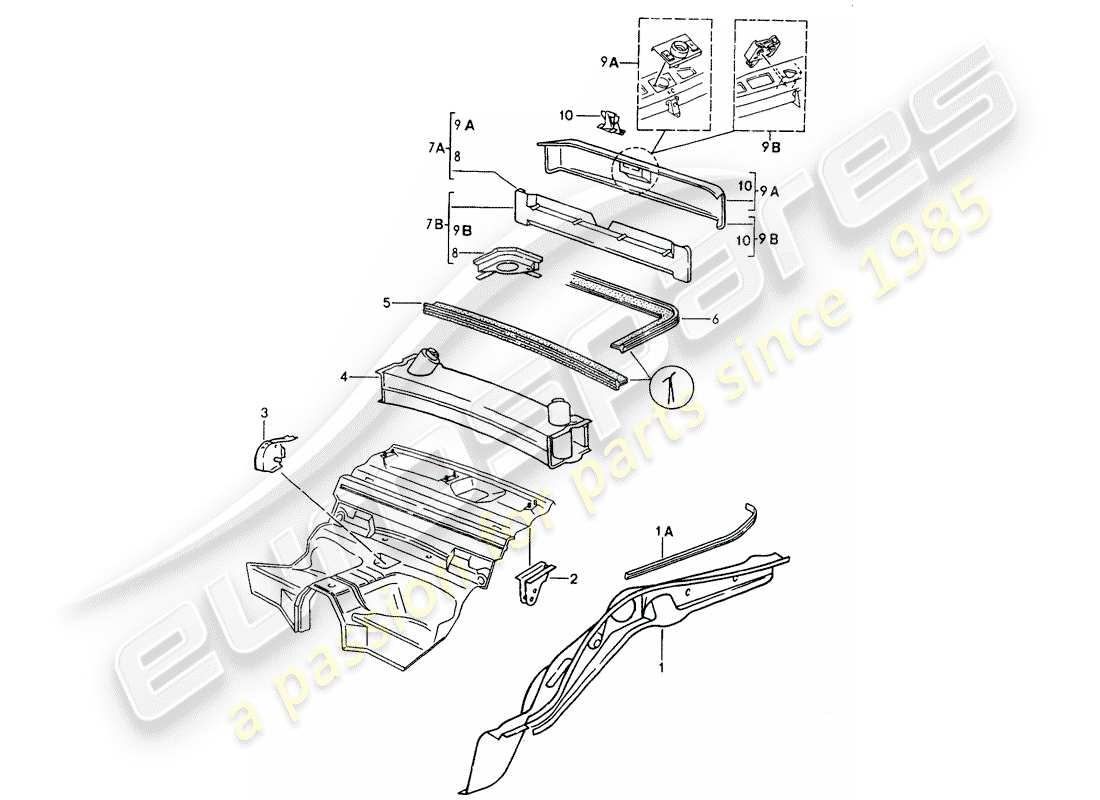 porsche 1990 (964) frame part diagram