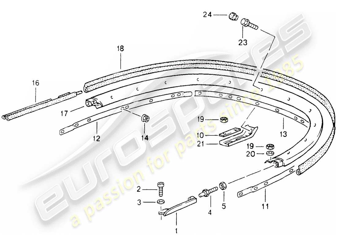 porsche 1989 (964) convertible top - bracket - single parts parts diagram