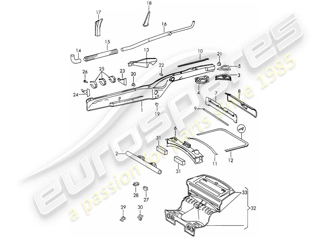 porsche 1966 (911/912) frame part diagram