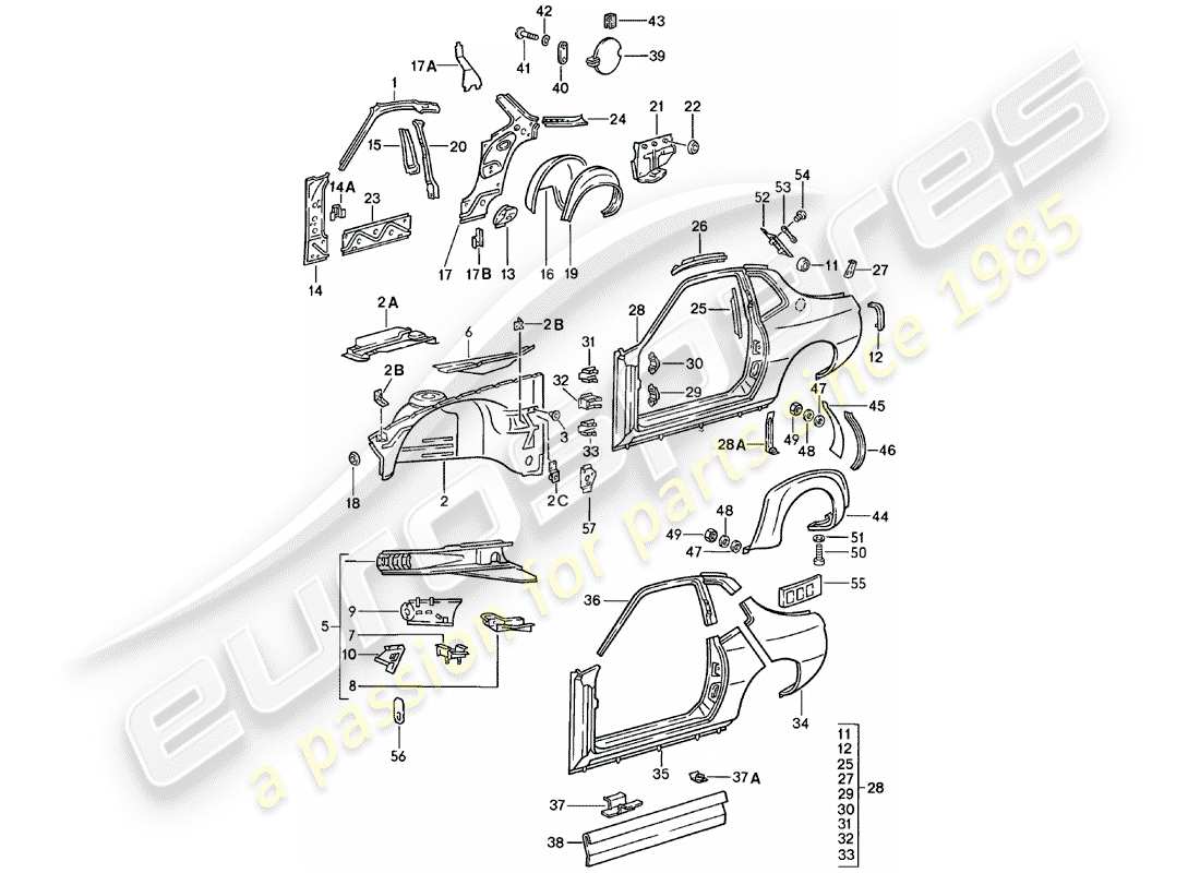 porsche 1980 (924) side panel part diagram