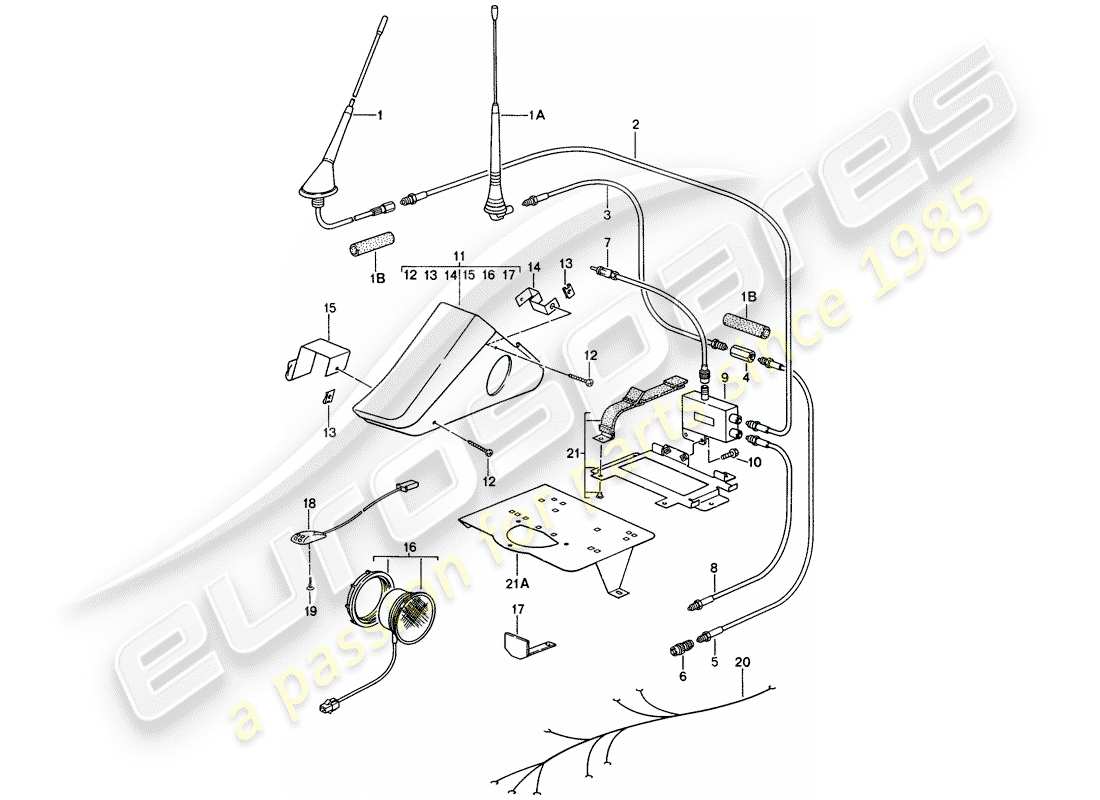 porsche 1994 (968) phone preparation part diagram
