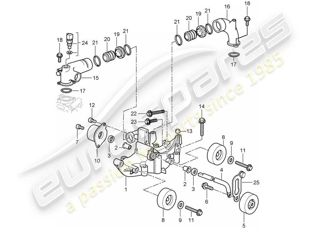 porsche 2008 (997-1 turbo / gt2) belt tensioner part diagram