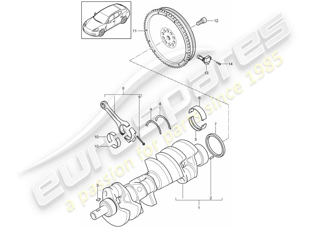 porsche 2014 (panamera 970) crankshaft part diagram