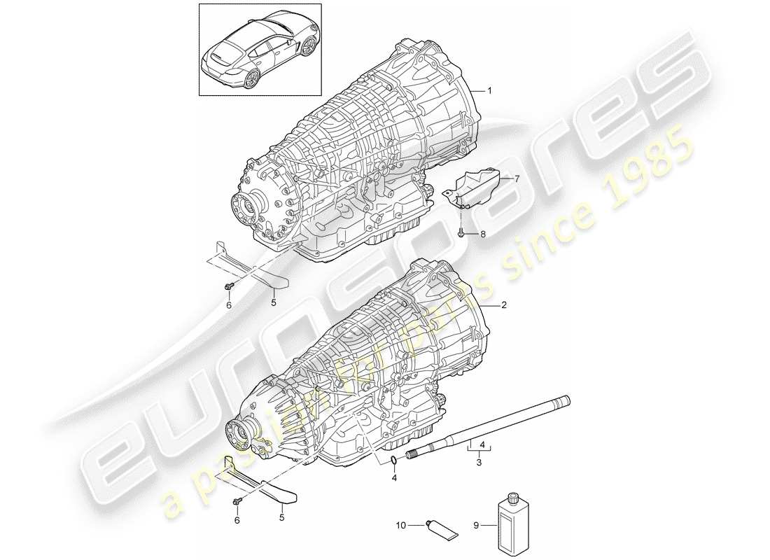 porsche panamera 970 (2012) 7-speed dual clutch gearbox part diagram