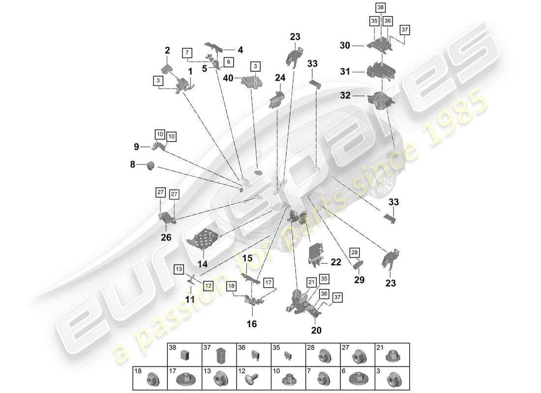 porsche cayenne e3 (2020) fuse box/relay plate part diagram