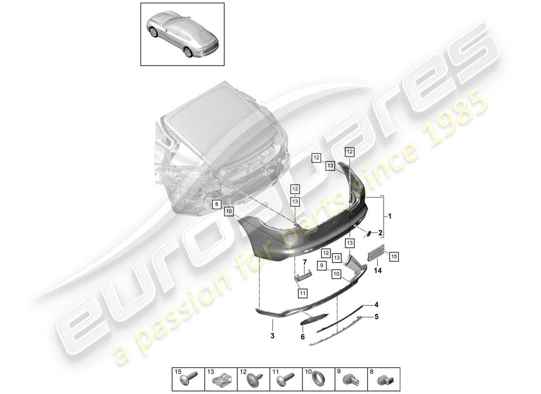 porsche 2018 (panamera 971-1) bumper part diagram