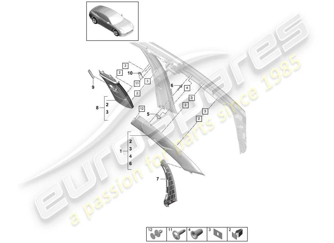 porsche 2018 (panamera 971-1) lining part diagram