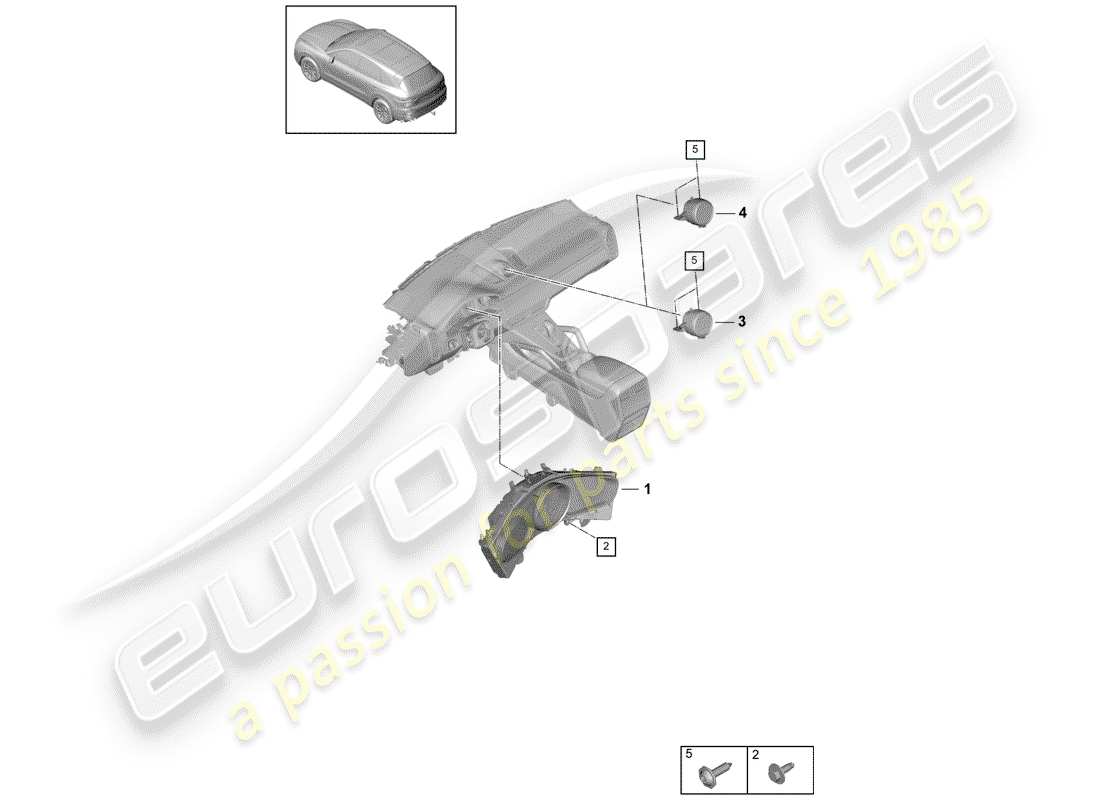 porsche 2018 (cayenne e3 9ya/9yb) instrument cluster part diagram