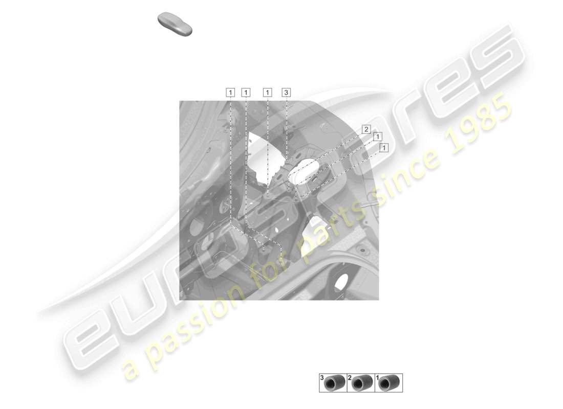 porsche 2020 (992-1) suspension strut mounting front end parts diagram