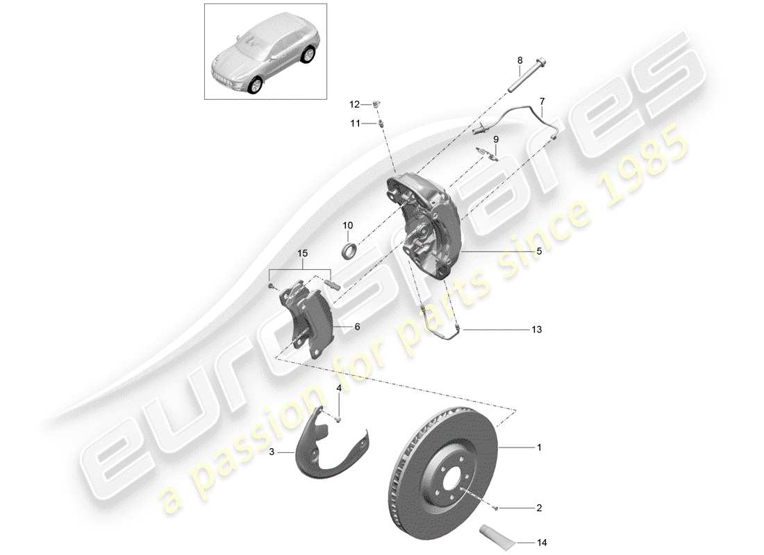 porsche 2018 (macan) disc brakes part diagram