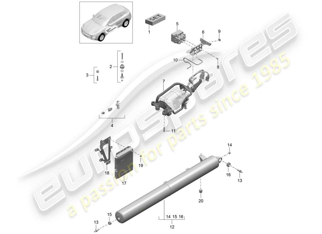 porsche 2014 (macan) self levelling system part diagram