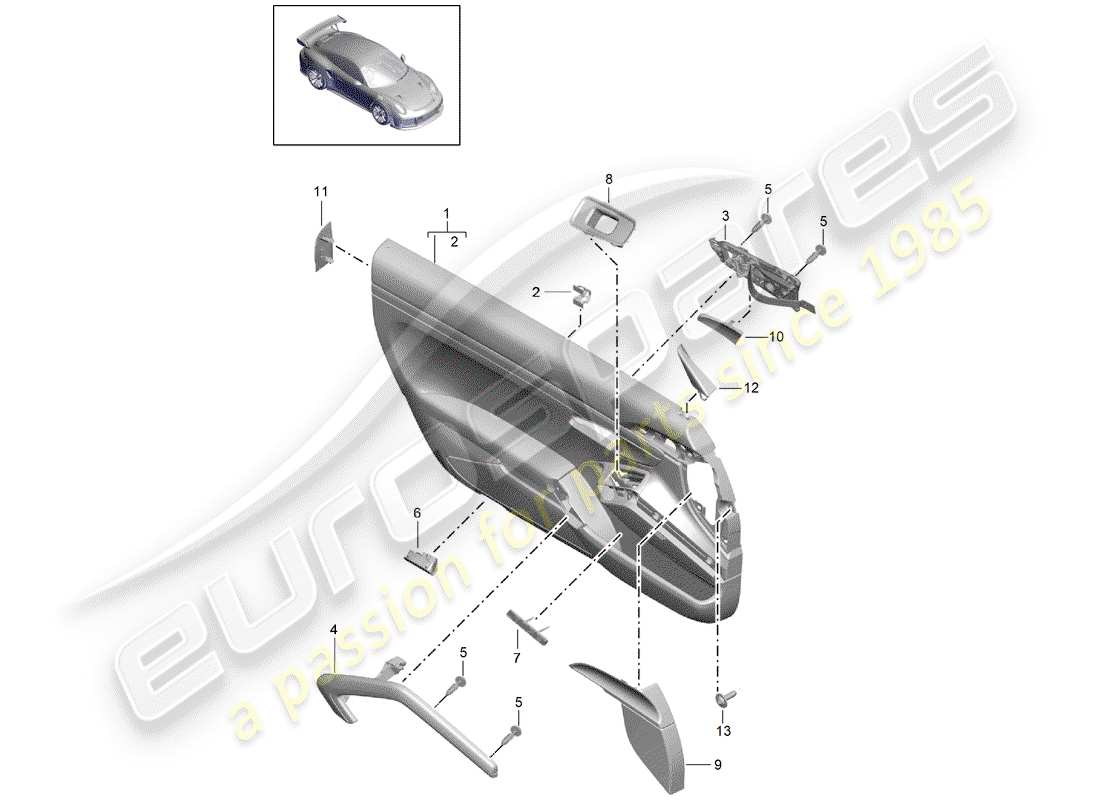 porsche 2020 (991-2 turbo) door panel part diagram