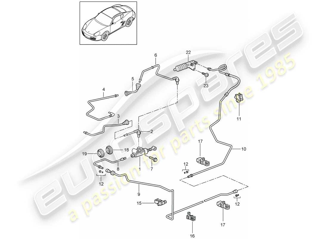 porsche 2011 (987 cayman) hydraulic clutch part diagram