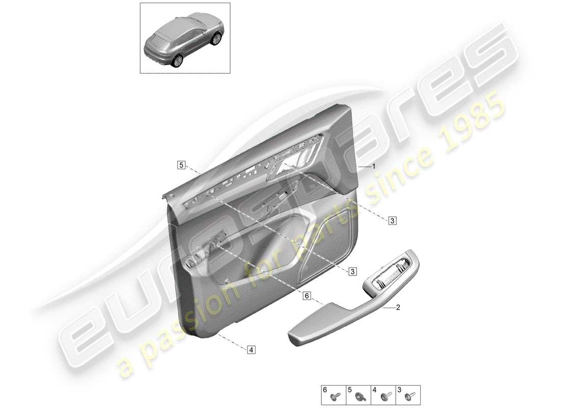 porsche 2019 (macan) door trim panels part diagram