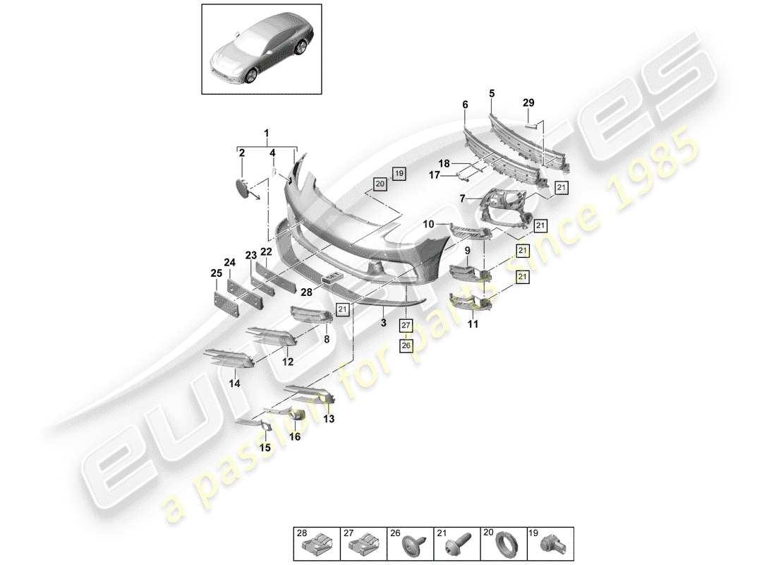 porsche 2019 (panamera 971-1) bumper part diagram
