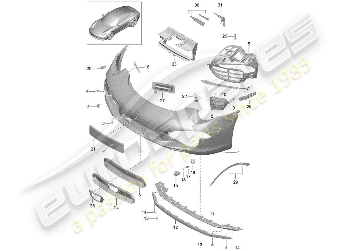 porsche 2013 (991-1) bumper part diagram