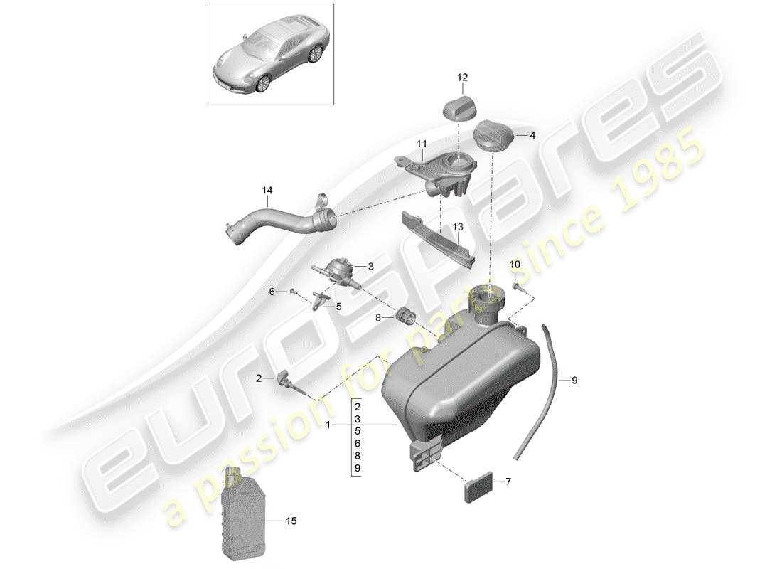 porsche 2019 (991-2) water cooling part diagram
